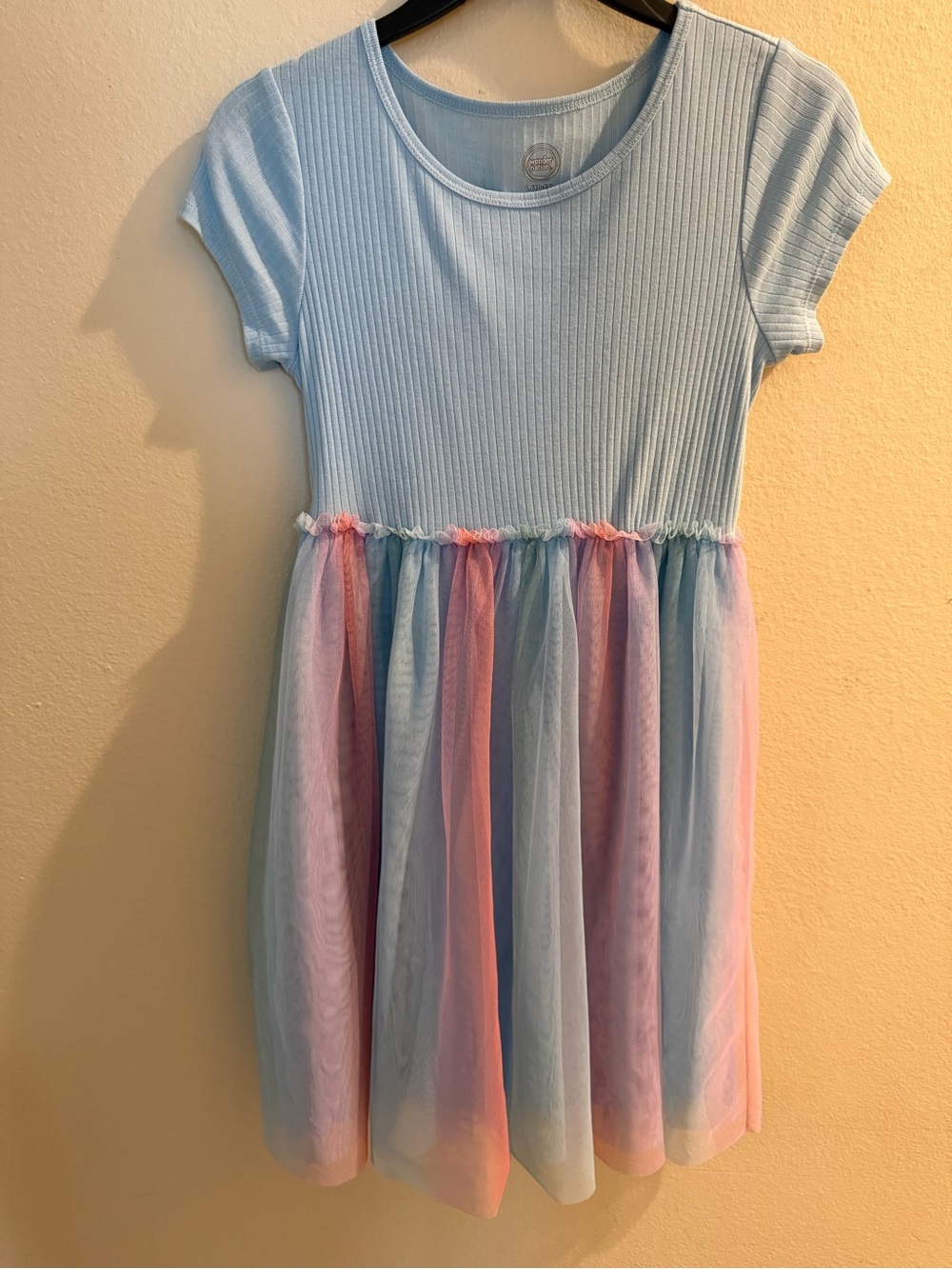 Wonder Nation Girls' Light Blue Rainbow Lightweight Tulle Skirt Dress Size 10/12